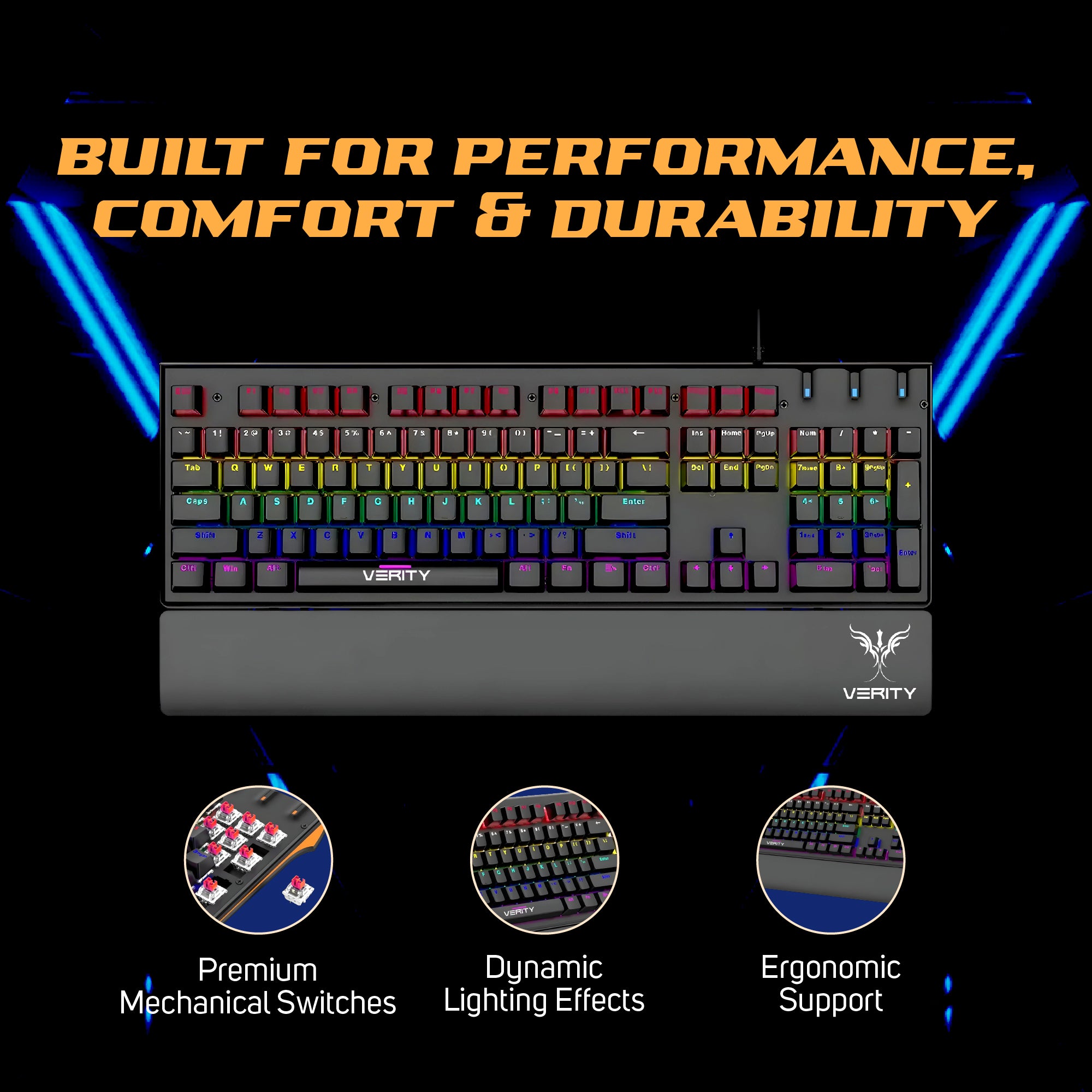 Verity Eclipse – Best RGB Mechanical Gaming Keyboard in India Black