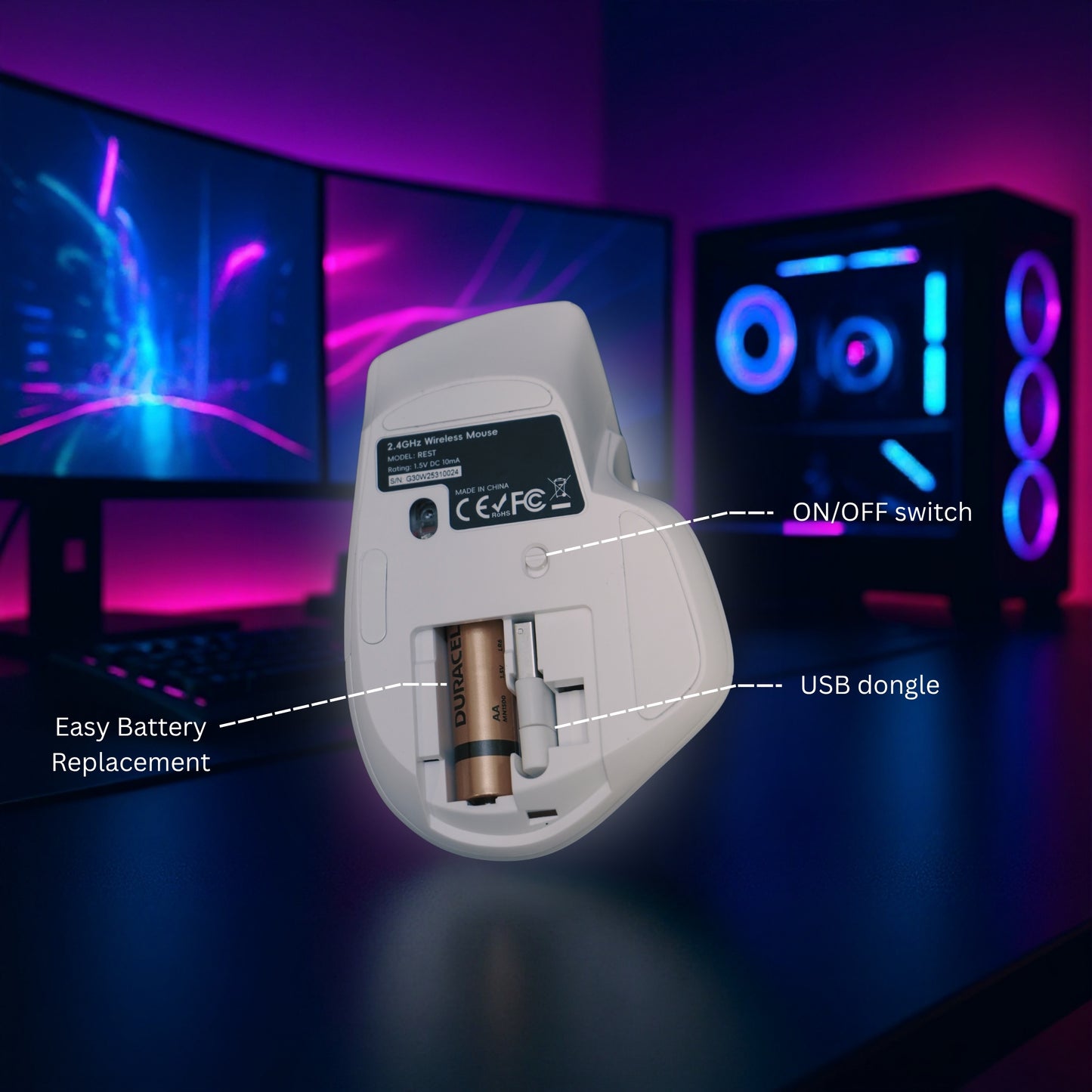 Rest Wireless Gaming Mouse-White