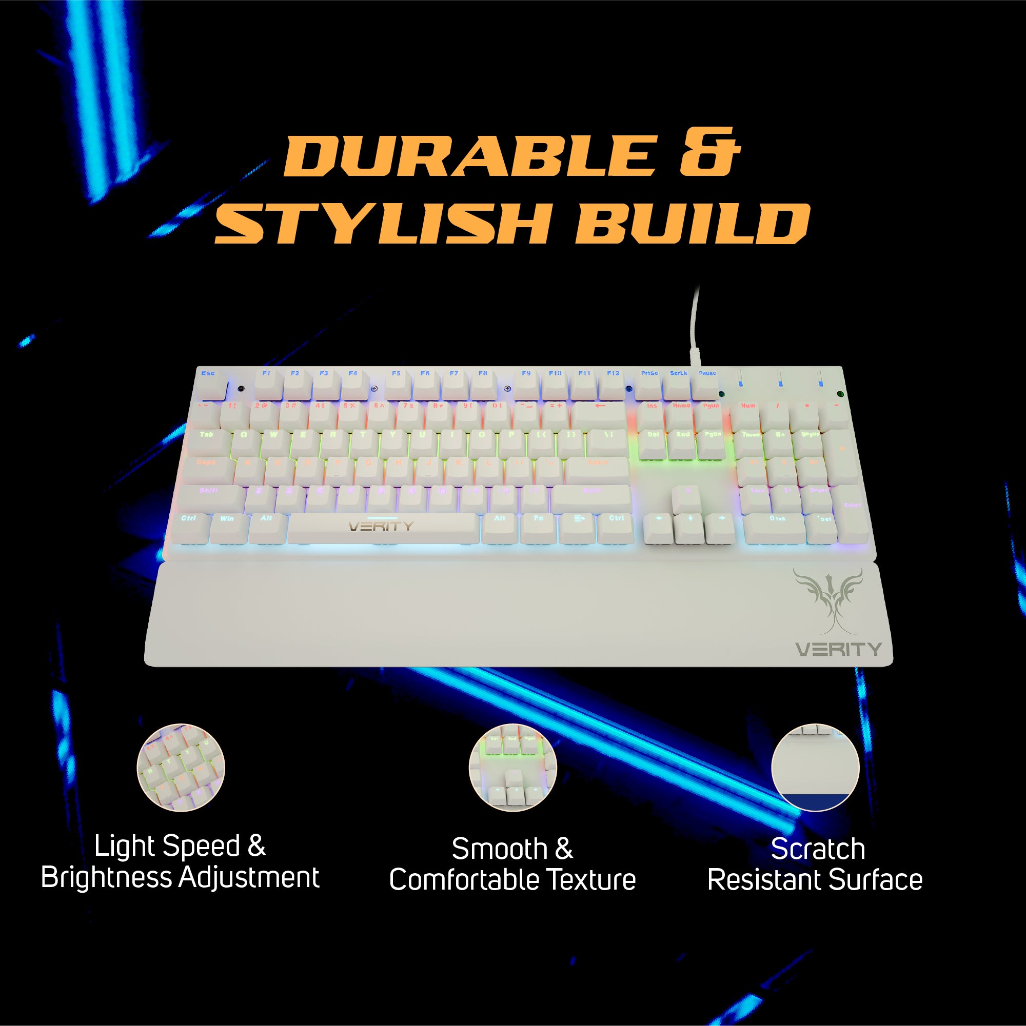 Verity Eclipse – Best RGB Mechanical Gaming Keyboard in India White