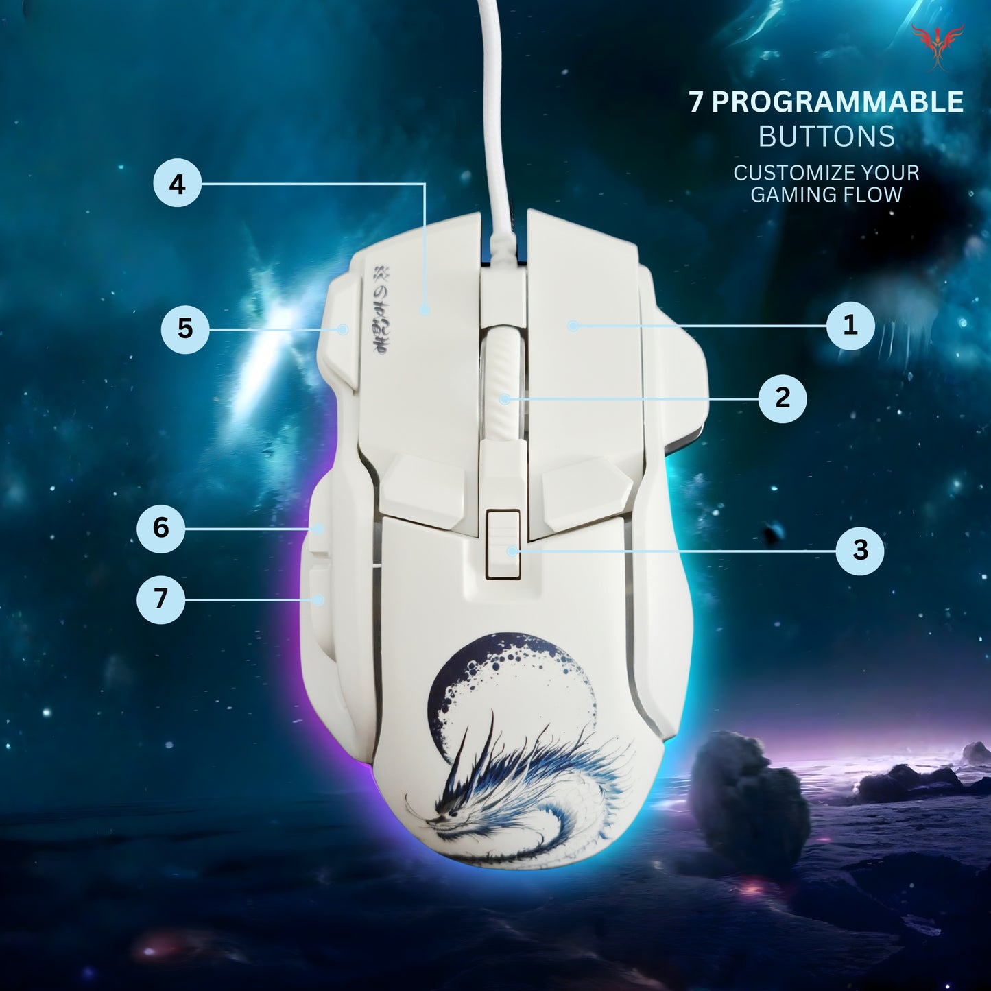 awaken - RGB Wired Gaming Mouse White