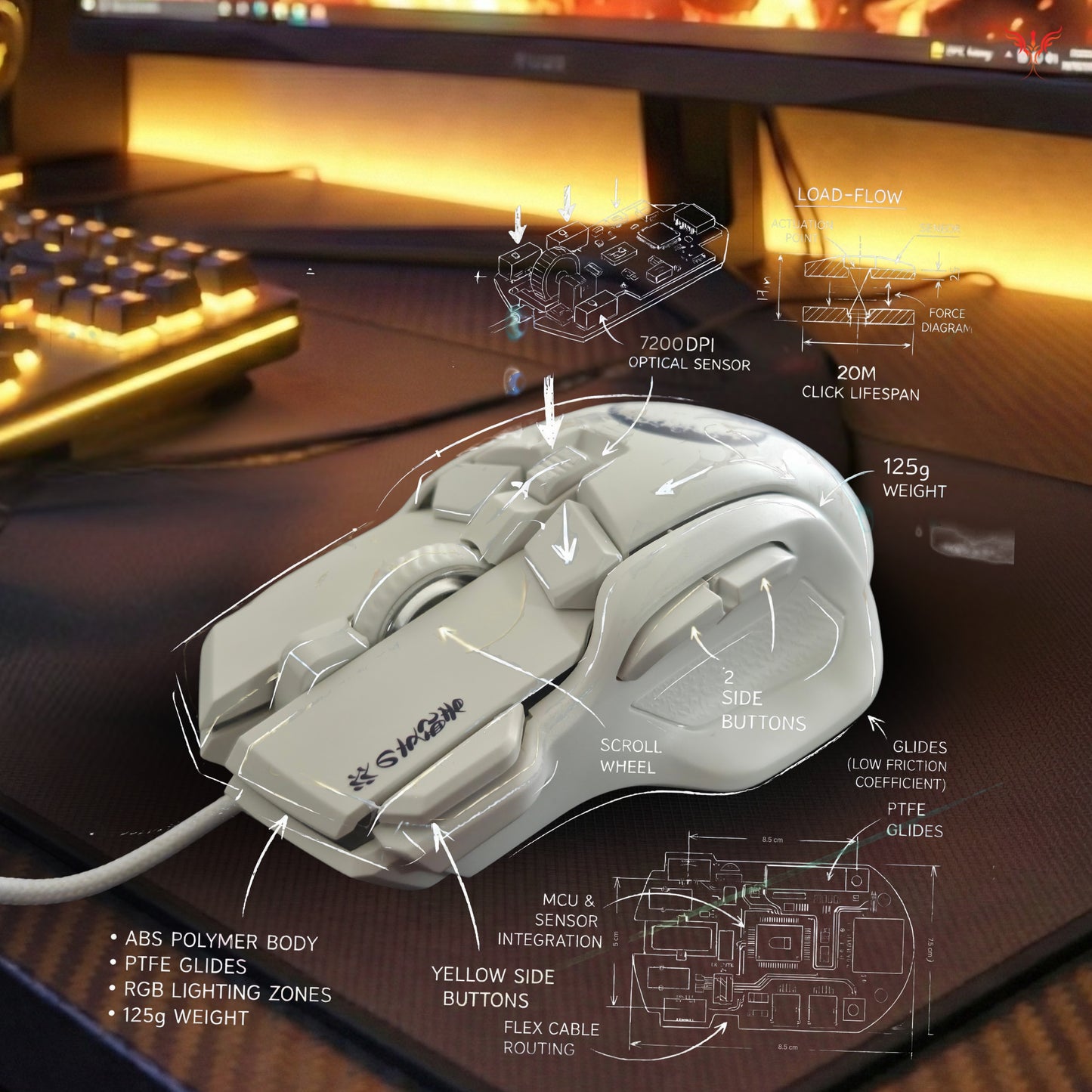 awaken - RGB Wired Gaming Mouse White