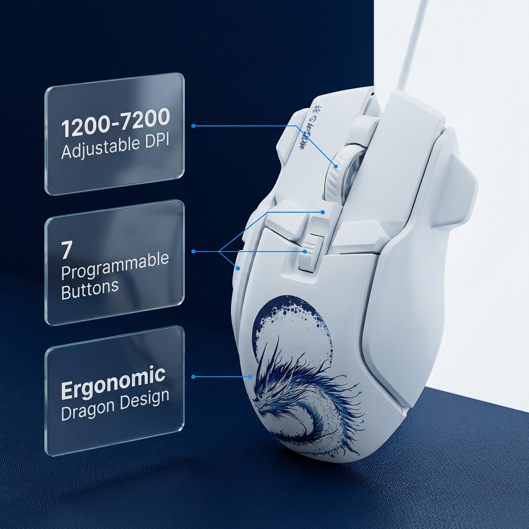awaken - RGB Wired Gaming Mouse White