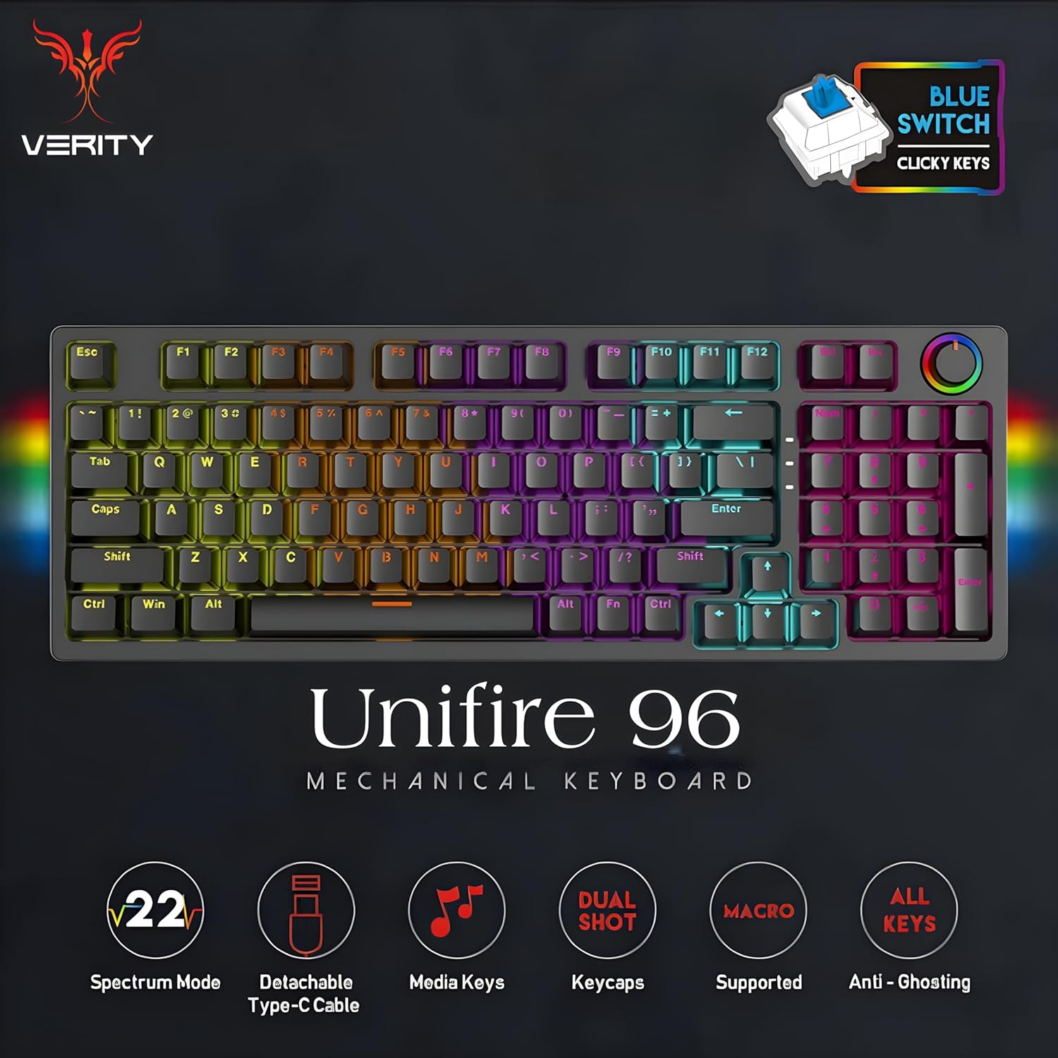 Verity Computer Shop Verity Unifire 96 - Tri-Mode Wireless Mechanical Keyboard in India ...