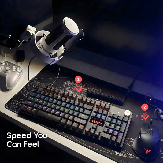 Verity Onyx Mechanical Gaming Keyboard + Verity Rest Wired Gaming Mouse