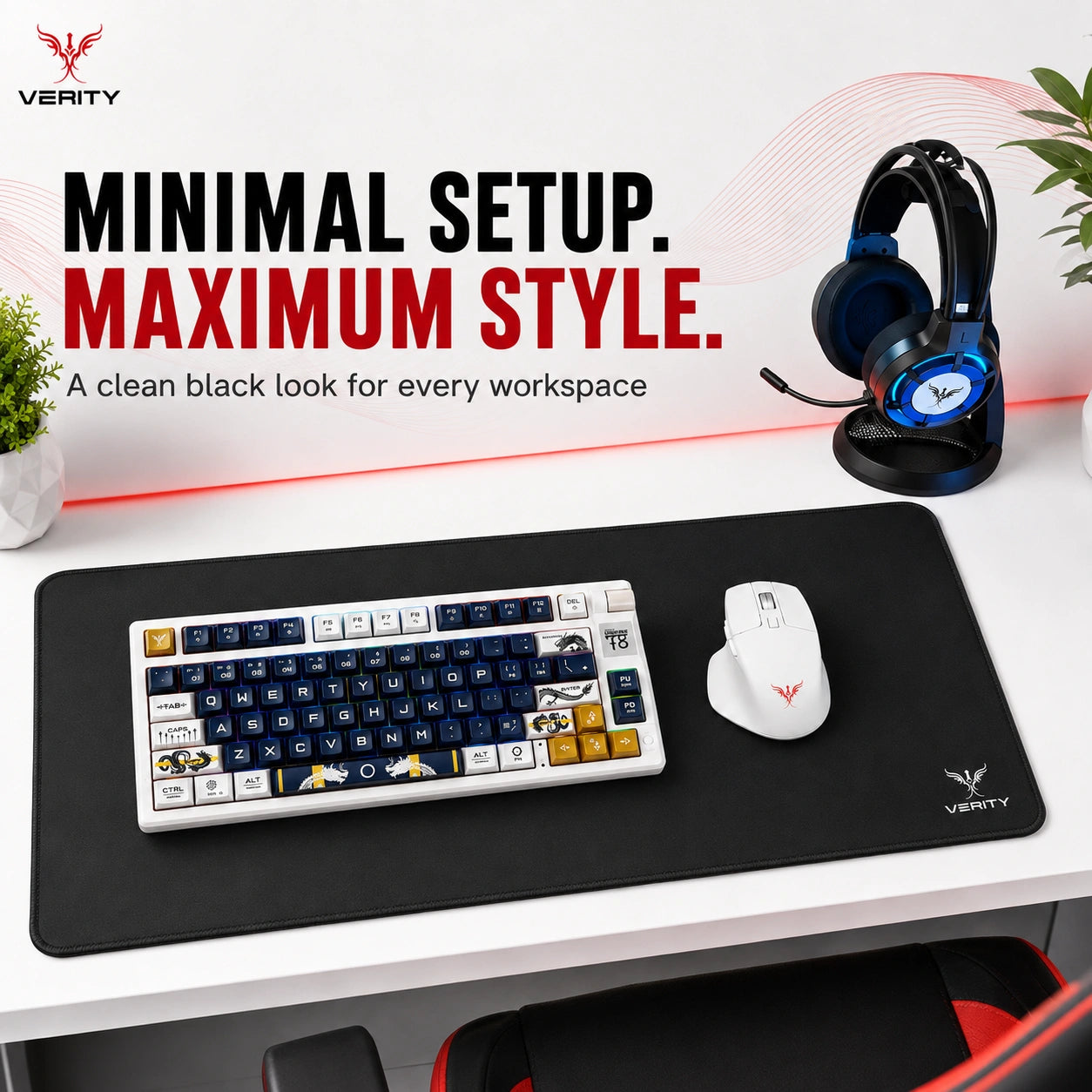 Verity Premium Black Gaming Mousepad