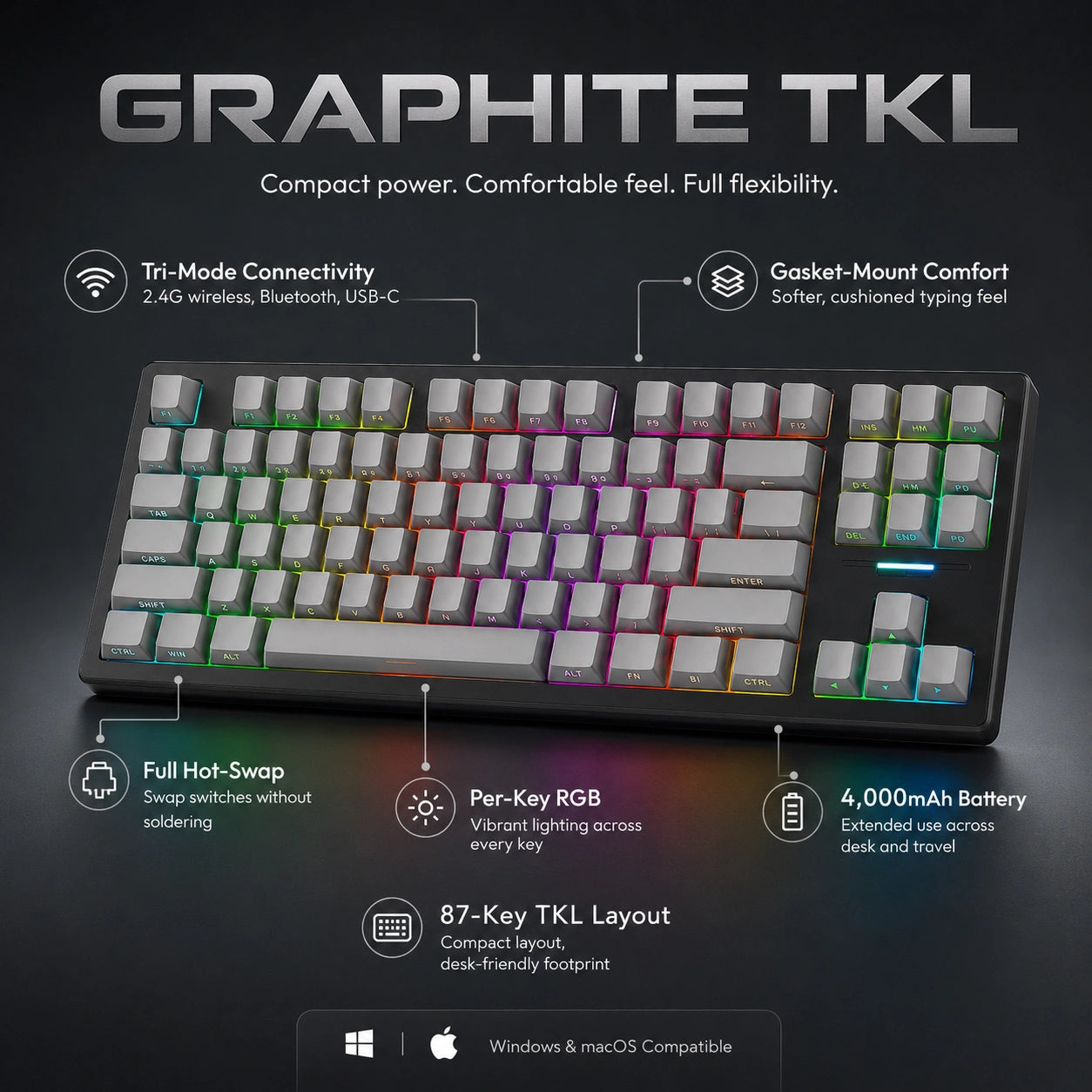 Verity Graphite Keyboard
